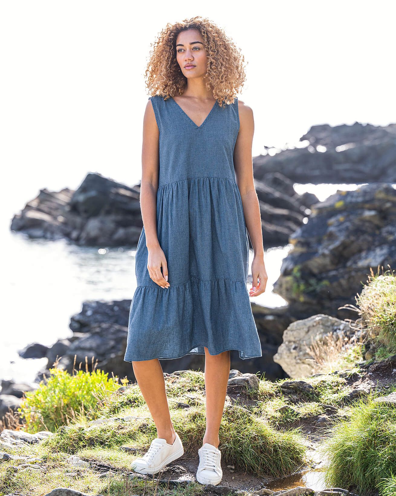 Linen/Cotton Tiered Dress