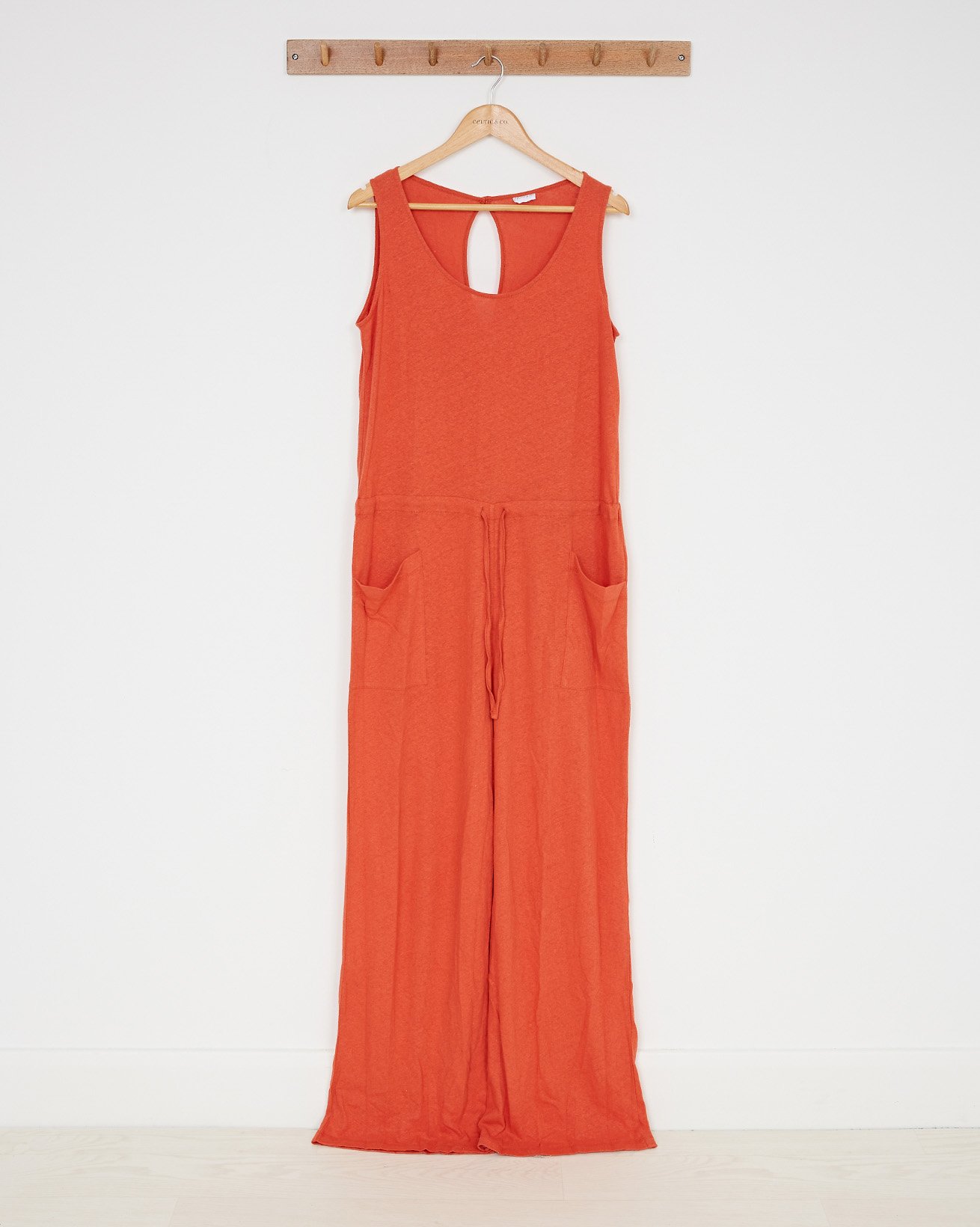 Linen Cotton Sleeveless Dress / Burnt Orange / 10