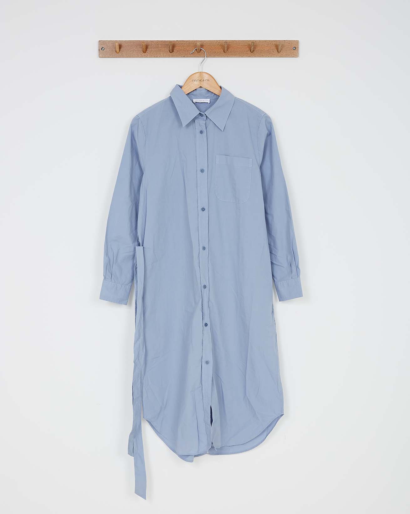 Cotton Midi Shirt Dress / Vintage Blue / 10