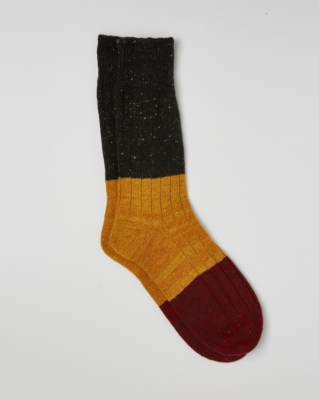 Men's Donegal Colourblock Sock - Size Medium - Charcoal Gorse Claret