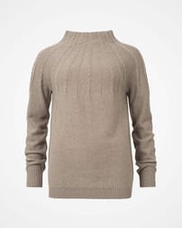 Cable Yoke Funnel Neck Sweater