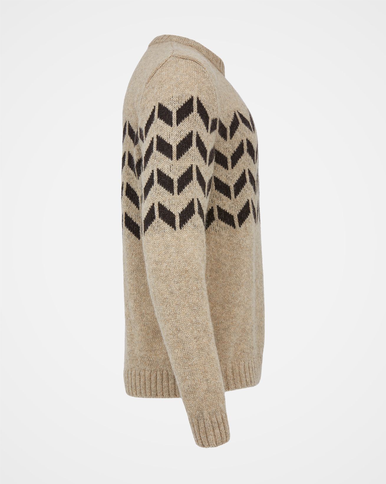 Celtic & Co. Men's Shetland Chevron Sweater - Camel - Small
