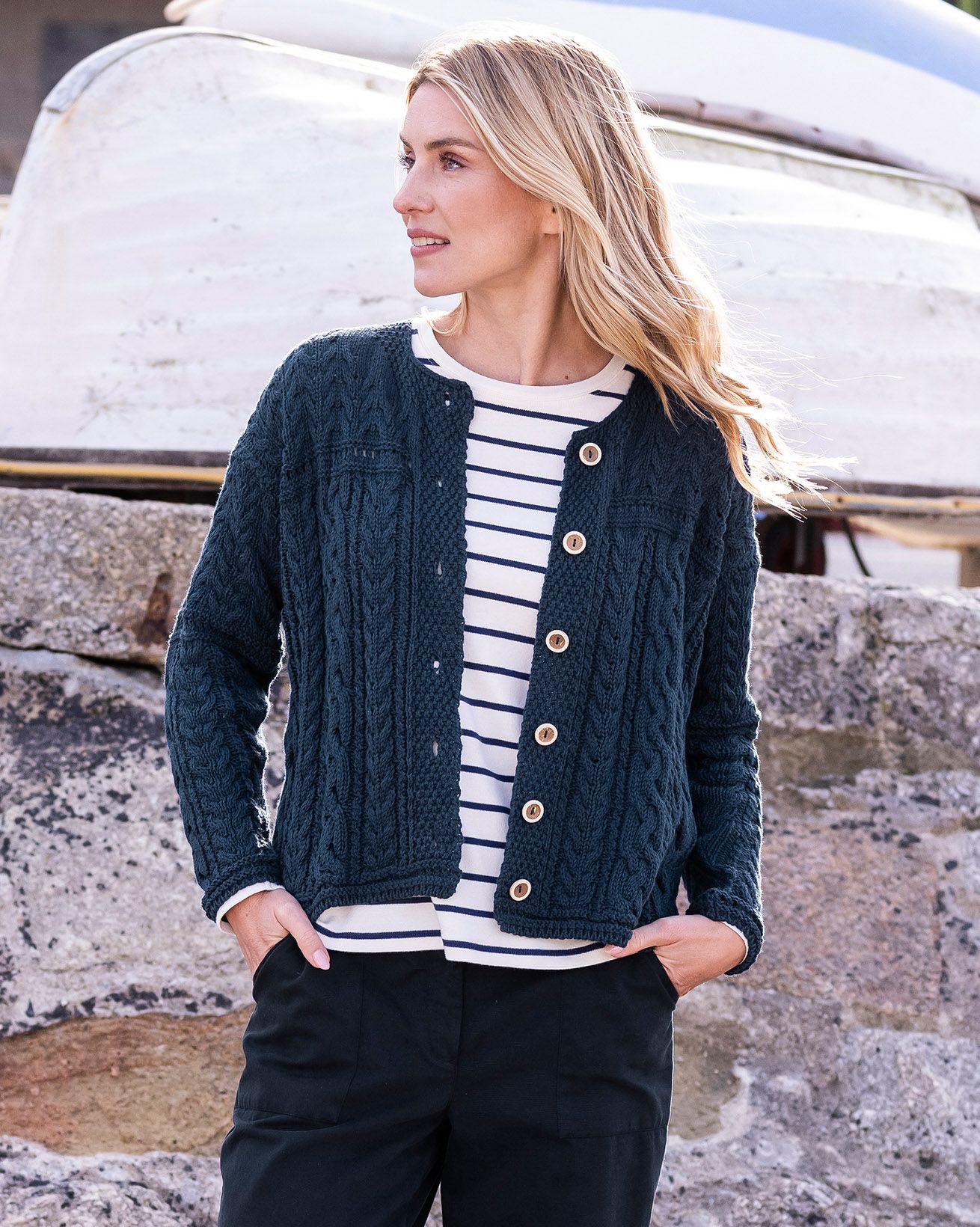 Ladies Berry Cable Knit Aran Sweater, Celtic Knitwear