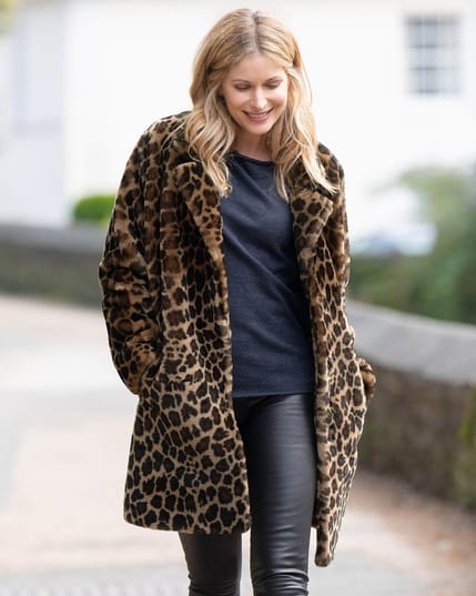 Leopard Print Sheepskin Coat, Real Leopard Skin Fur Coats Uk