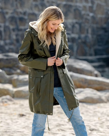 7828 Leather Parka with Removable Liner Olive