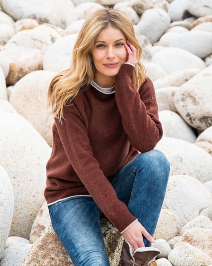 7400 Felted Funnel Neck Jumper Rust  Oatmeal (New)