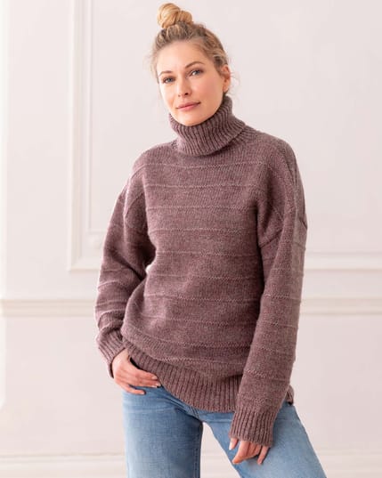 42 - 7598_ Purl Detail Roll Neck_ Heather (New)