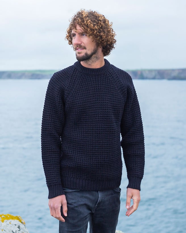 Men's Textured Stitch Crew Neck Sweater