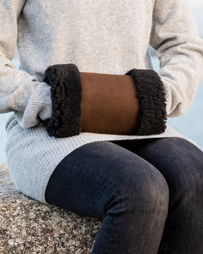 Celtic & Co. Women's Lambswool Fingerless Mittens - Dark Olive Green - 1 Size Only