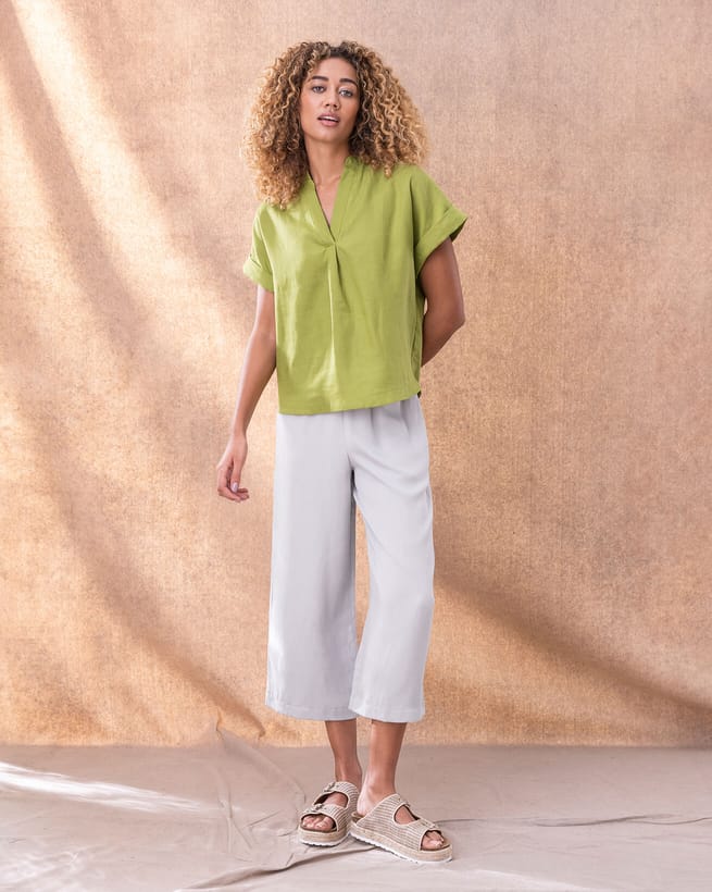 Lyocell/Linen Cropped Pants