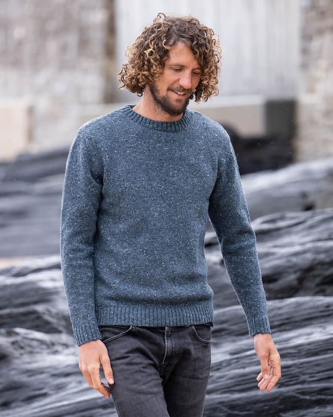 Donegal Cashmere-Blend Fisherman Crew Sweater