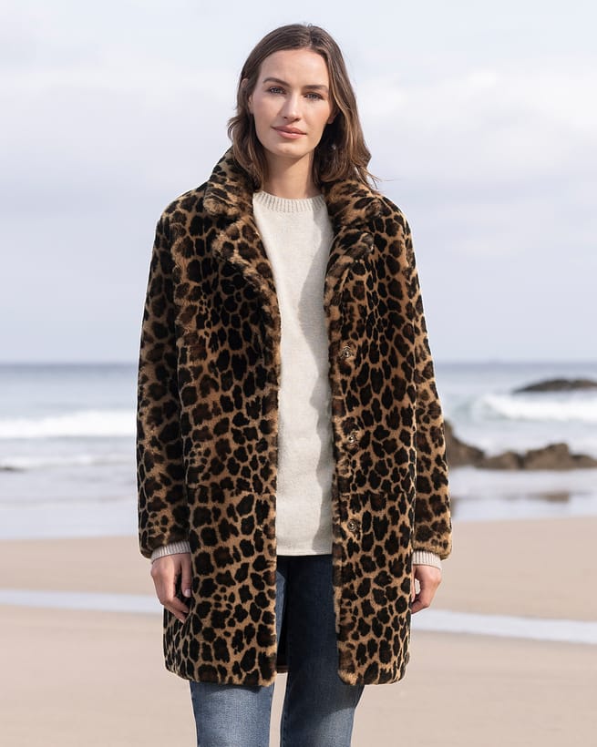 Leopard Print Shearling Coat