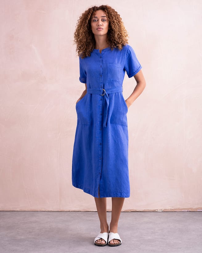 Button Through Linen Dress