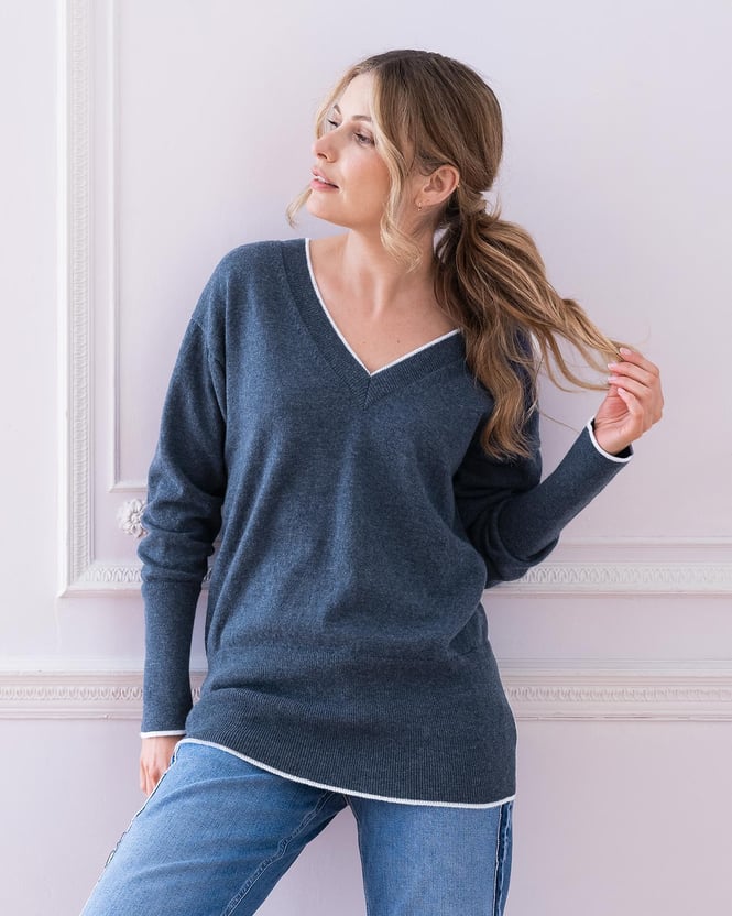 APT.9 V-Neck Sweater light grey-silver-colored flecked casual look Fashion Sweaters V-Neck Sweaters 