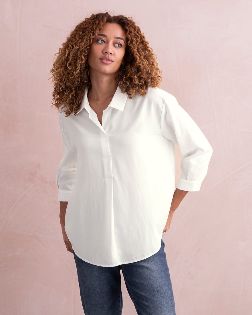 Linen Blend Relaxed Blouse