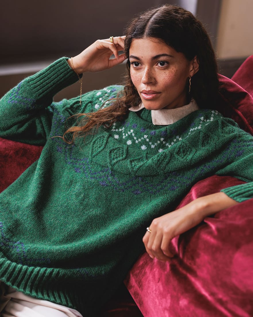 Textured Stitch Fair Isle Yoke Jumper