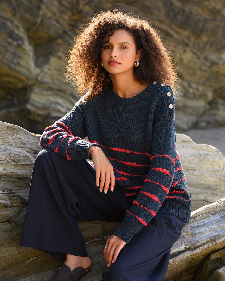 Drop Stitch Breton Sweater